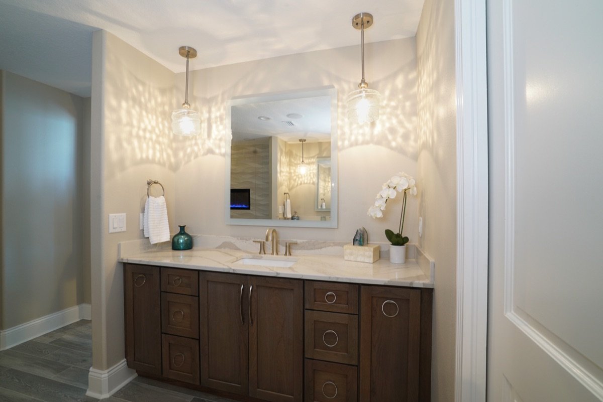 Coastal Retreat primary bath vanity designed by Mia Bella Designs, Indian Shores, Florida, view 9