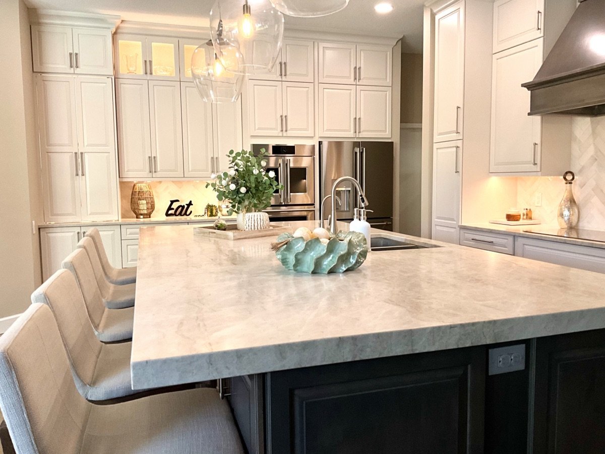 Eastlake Kitchen Remodel kitchen island designed by Mia Bella Designs, Tampa, Florida, view 4