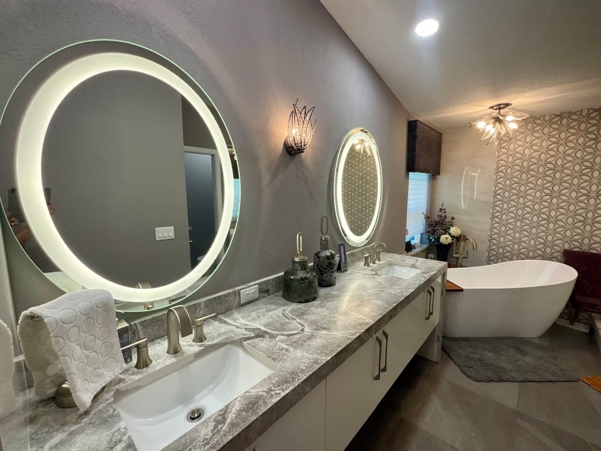 Geode Inspired Bedroom primary bath designed by Mia Bella Designs, Tampa, Florida, view 4