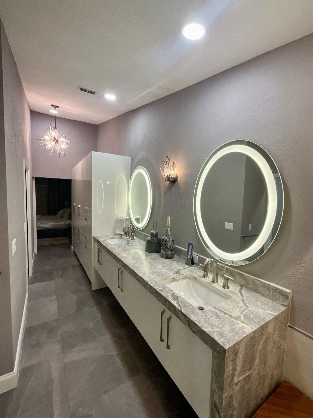 Geode Inspired Bedroom vanity designed by Mia Bella Designs, Tampa, Florida, view 7