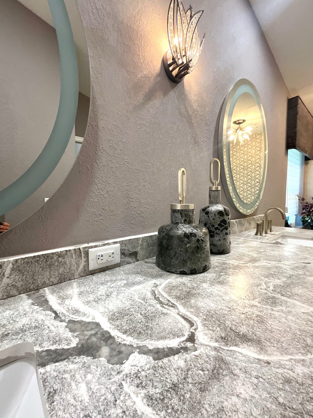 Geode Inspired Bedroom powder room designed by Mia Bella Designs, Tampa, Florida, view 9