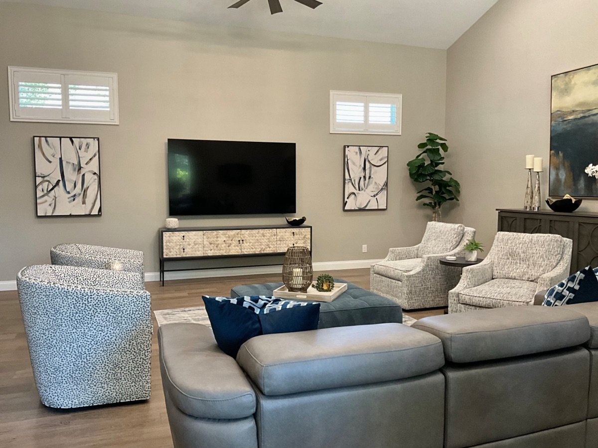 Westchase Retreat Addition family room designed by Mia Bella Designs, Tampa, Florida, view 18